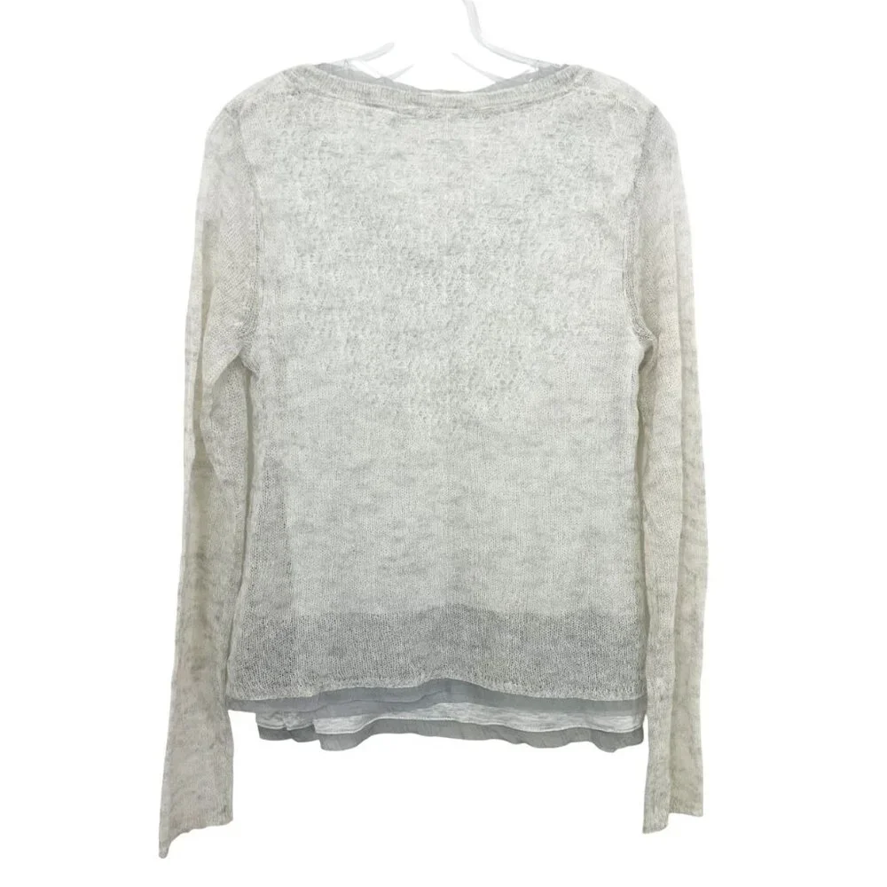 Anthropologie Knitted & Knotted Gray Pointelle Sweater Alpaca Wool Size XS - Picture 2 of 8